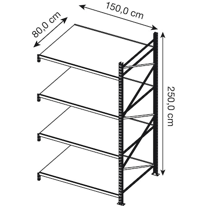 Artikelbild 2 für Manorga Anbau-Schwerlastregal EPSIVOL ARZ2515804SAOM014 lichtgrau, graphitgrau 150,0 x 80,0 x 250,0 cm, Artikelnummer 884777