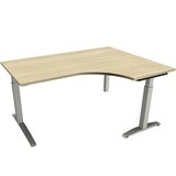 Artikelbild 1 für fm Sidney höhenverstellbarer Schreibtisch königsahorn Bogenform, C-Fuß-Gestell Quadratrohr silber 160,0 x 80,0 cm, Artikelnummer 137541