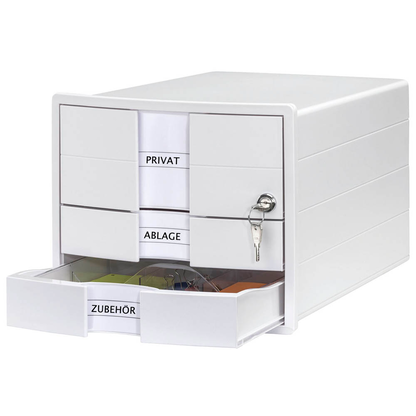Artikelbild 2 für HAN Schubladenbox IMPULS mit Schloss weiß 1018-12, DIN A4 mit 3 Schubladen, Artikelnummer 661682