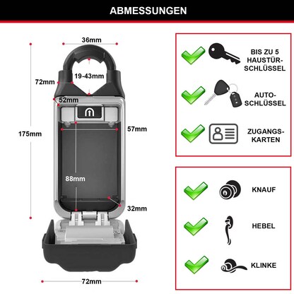 Artikelbild 2 für Master Lock® 5420EURD Schlüsseltresor silber Zahlenschloss, Artikelnummer 727721
