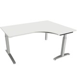 Artikelbild 1 für fm Sidney höhenverstellbarer Schreibtisch weiß Bogenform, C-Fuß-Gestell Quadratrohr silber 160,0 x 80,0 cm, Artikelnummer 137552