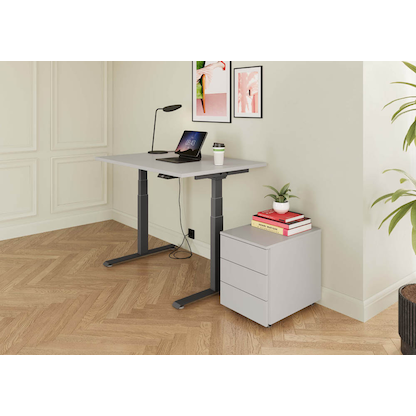 Artikelbild 4 für BaseLite elektrisch höhenverstellbarer Schreibtisch lichtgrau rechteckig, T-Fuß-Gestell grau 180,0 x 80,0 cm, Artikelnummer 270909