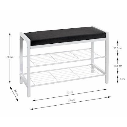 Artikelbild 2 für HAKU Möbel Schuhbank 54343 weiß, schwarz Metall 75,0 cm, Artikelnummer 296869
