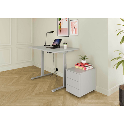 Artikelbild 4 für BaseLite elektrisch höhenverstellbarer Schreibtisch lichtgrau rechteckig, T-Fuß-Gestell silber 180,0 x 80,0 cm, Artikelnummer 270896