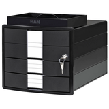 Artikelbild 1 für HAN Schubladenbox IMPULS mit Schloss schwarz 1018-13, DIN A4 mit 3 Schubladen, Artikelnummer 661692