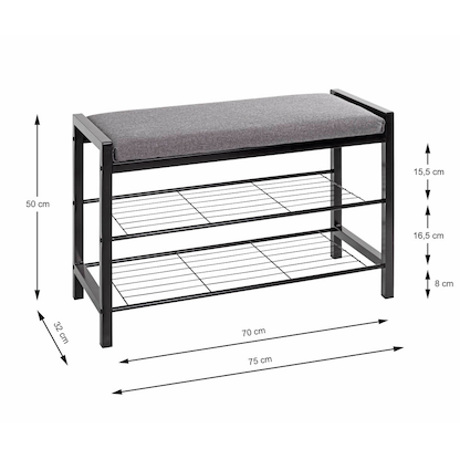 Artikelbild 2 für HAKU Möbel Schuhbank 54544 schwarz, grau Metall 75,0 cm, Artikelnummer 296887