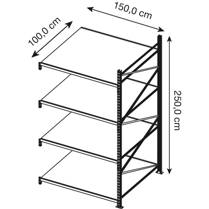 Artikelbild 2 für Manorga Anbau-Schwerlastregal EPSIVOL ZR2515104F4S himmelblau, braun 150,0 x 100,0 x 250,0 cm, Artikelnummer 698969