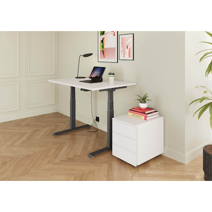 Artikelbild 4 für BaseLite elektrisch höhenverstellbarer Schreibtisch weiß rechteckig, T-Fuß-Gestell grau 180,0 x 80,0 cm, Artikelnummer 271029