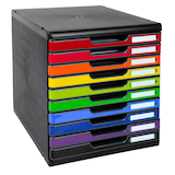 Artikelbild 1 für Exacompta Schubladenbox Modulo 2x rot, orange, gelb, 2x grün, 2x blau, violett, schwarz 302798D, DIN A4 mit 10 Schubladen, Artikelnummer 667624
