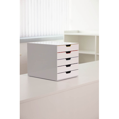 Artikelbild 5 für DURABLE Schubladenbox VARICOLOR® weiß mit bunten Farblinien 762527, DIN A4 mit 5 Schubladen, Artikelnummer 663258