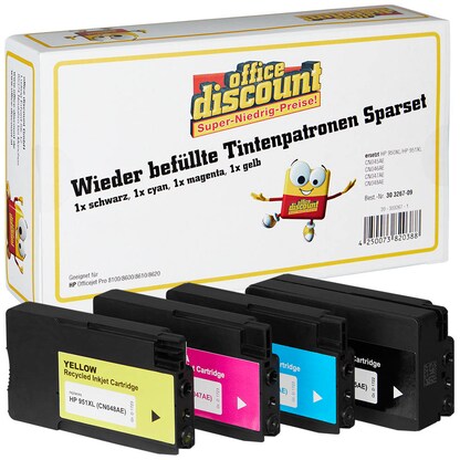 Artikelbild 13 für office discount schwarz, cyan, magenta, gelb Druckerpatronen kompatibel zu HP 950XL/951XL (C2P43AE), 4er-Set, Artikelnummer 303267