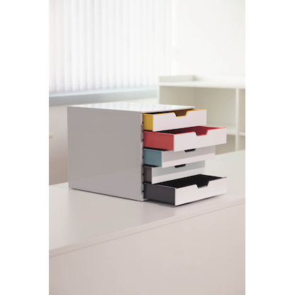 Artikelbild 6 für DURABLE Schubladenbox VARICOLOR® weiß mit bunten Farblinien 762527, DIN A4 mit 5 Schubladen, Artikelnummer 663258