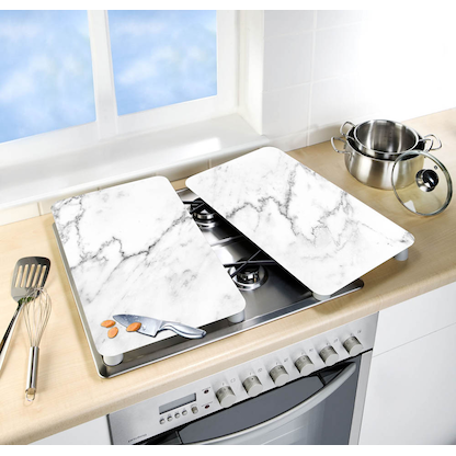 Artikelbild 2 für WENKO Herdabdeckplatten Marmor weiß, grau, 2 St., Artikelnummer 530834