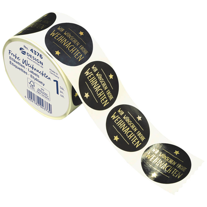 Artikelbild für AVERY Zweckform Aufkleber Frohe Weihnachten, schwarz, 600 Etiketten, Artikelnummer 723599
