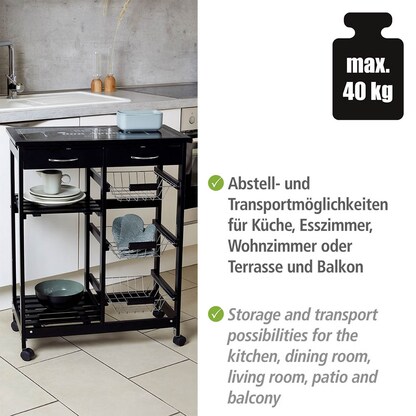 Artikelbild 2 für WENKO Servierwagen Bon Appetit schwarz 67,0 x 35,0 x 86,5 cm, Artikelnummer 531287