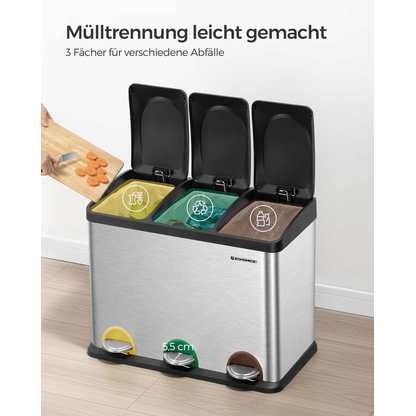 Artikelbild 4 für SONGMICS Mülltrenner 3 x 15,0 l edelstahl, Artikelnummer 262897
