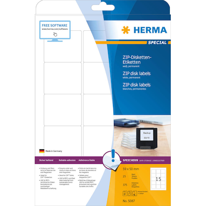 Artikelbild 2 für 375 HERMA Disketten-Etiketten 5087 weiß, Artikelnummer 800654
