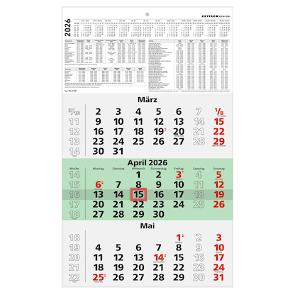 Artikelbild für ZETTLER KALENDER 3-Monats-Wandkalender 2026, Artikelnummer 559319