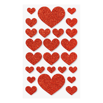 Artikelbild 2 für folia Moosgummi Glitter-Sticker HEARTS LOVE rot, hellrosa 50 St., Artikelnummer 692826