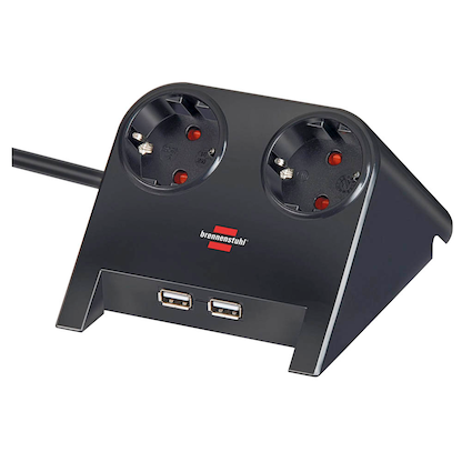 Artikelbild für brennenstuhl Desktop-Power USB-Charger 2-fach Tischsteckdose 1,8 m schwarz mit USB-Buchse, Artikelnummer 485610