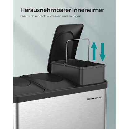 Artikelbild 6 für SONGMICS Mülltrenner 3 x 15,0 l edelstahl, Artikelnummer 262897