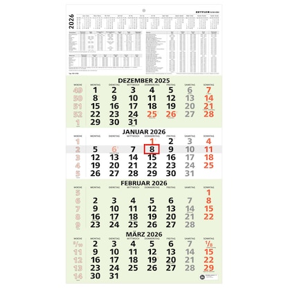 Artikelbild 13 für ZETTLER KALENDER 4-Monats-Wandkalender 2026, Artikelnummer 559276