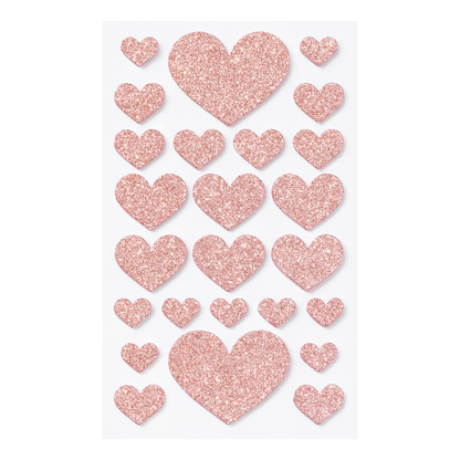 Artikelbild 3 für folia Moosgummi Glitter-Sticker HEARTS LOVE rot, hellrosa 50 St., Artikelnummer 692826