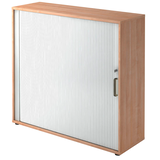 Artikelbild 1 für HAMMERBACHER 1733S Rollladenschrank nussbaum, silber 2 Fachböden 120,0 x 40,0 x 110,0 cm, Artikelnummer 861827