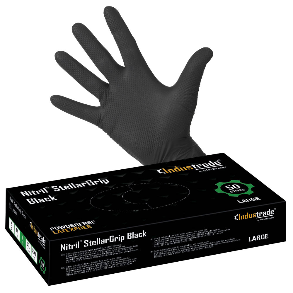 Nitras Guanti Da Lavoro TOUGH GRIP N Taglia M - 50 Pezzi, Uso Professionale, Senza Polvere