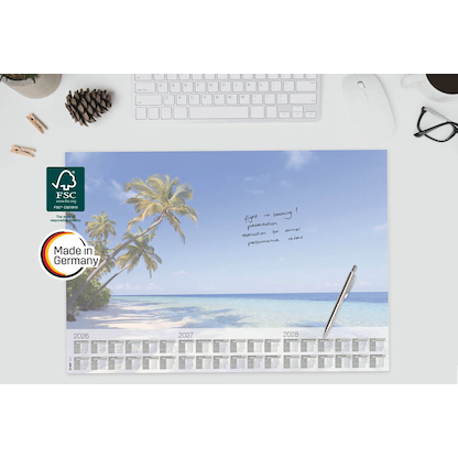 Artikelbild 6 für SIGEL Schreibtischunterlage Beach 2026/2027/208 blau Papier 59,5 x 41,0 cm, 30 Blatt, Artikelnummer 585709