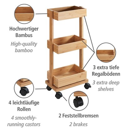 Artikelbild 5 für WENKO Etagenwagen Tortona braun 18,0 x 31,0 x 71,5 cm, Artikelnummer 530607