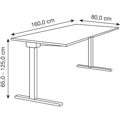 Artikelbild 2 für mauser varitos.c elektrisch höhenverstellbarer Schreibtisch ahorn, alu rechteckig, C-Fuß-Gestell alu 160,0 x 80,0 cm, Artikelnummer 272745