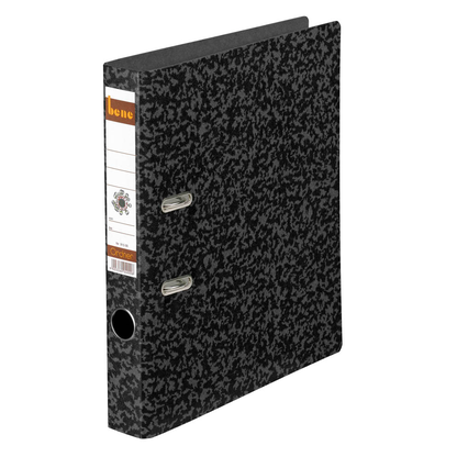 Artikelbild für bene Hartpappe Ordner schwarz marmoriert Karton 4,5 cm DIN A4, Artikelnummer 415182
