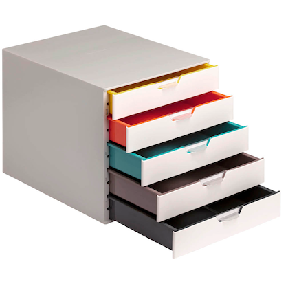 Artikelbild 8 für DURABLE Schubladenbox VARICOLOR® weiß mit bunten Farblinien 762527, DIN A4 mit 5 Schubladen, Artikelnummer 663258