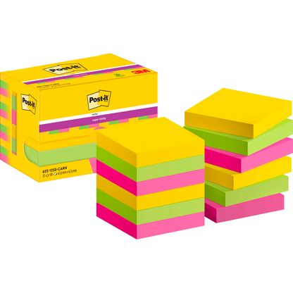 Artikelbild 16 für Post-it® Super Sticky Carnival Haftnotizen extrastark 654MTDR farbsortiert, 12 Blöcke, Artikelnummer 200877
