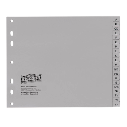 Artikelbild 11 für AKTION: office discount Ordnerregister DIN A4 Halbformat A-Z grau 20-teilig, 1 Satz, Artikelnummer 987487