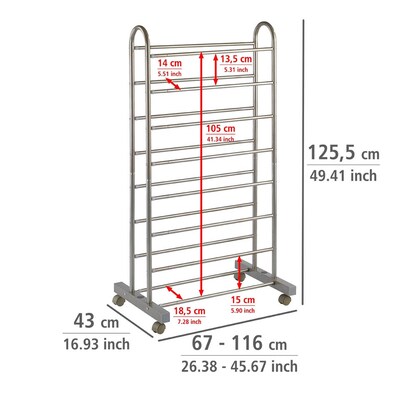 Artikelbild 10 für WENKO Teleskop-Schuhregal Giant grau 67,0 - 116,0 x 43,0 x 125,5 cm, Artikelnummer 531857