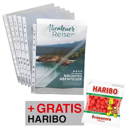 Artikelbild 21 für AKTION: 100 office discount Prospekthüllen DIN A4 glasklar glatt 0,06 mm + GRATIS HARIBO PRIMAVERA Erdbeeren 100,0 g, Artikelnummer 870808
