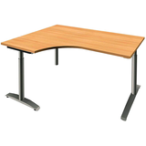 Artikelbild 1 für fm Sidney höhenverstellbarer Schreibtisch buche Bogenform, C-Fuß-Gestell Rundrohr silber 160,0 x 80,0 cm, Artikelnummer 136471