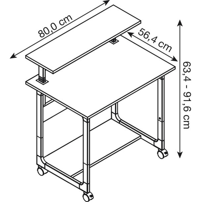 Artikelbild 3 für DURABLE PC-Tisch höhenverstellbar mit Rollen grau 80,0 x 56,4 x 63,4-91,6 cm, Artikelnummer 189581