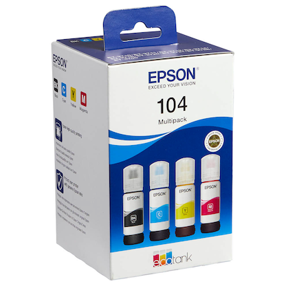 Artikelbild 2 für EPSON 104/T00P64 schwarz, cyan, magenta, gelb Tintenflaschen, 4er-Set, Artikelnummer 335681
