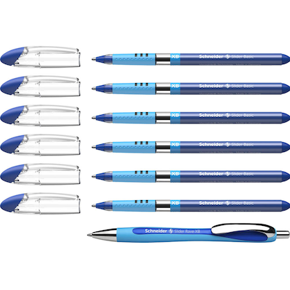 Artikelbild 4 für AKTION: Schneider Kugelschreiber Slider Basic blau/transparent, Schreibfarbe: blau, 6 St. + GRATIS Slider Kugelschreiber Rave XB, blau, Artikelnummer 385112