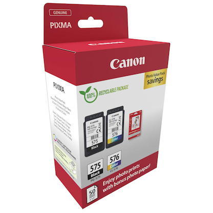 Artikelbild 2 für Canon PG-575/CL-576 schwarz, color Druckköpfe + Fotopapier, 2er-Set, Artikelnummer 143707