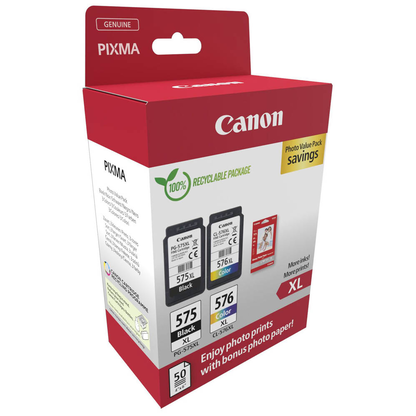 Artikelbild 2 für Canon PG-575XL/CL-576XL schwarz, color Druckköpfe + Fotopapier, 2er-Set, Artikelnummer 144186
