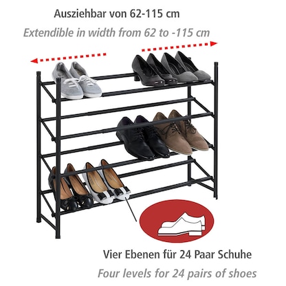 Artikelbild 11 für WENKO Teleskop-Schuhregal Hero schwarz 62,0 - 115,0 x 26,0 x 68,0 cm, Artikelnummer 531101