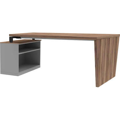 Artikelbild für röhr quantum Schreibtisch eiche Trapezform, Wangen-Gestell grau 176,3/180,0 x 80,0/100,0 cm, Artikelnummer 722601