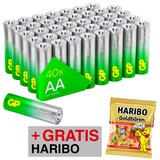 Artikelbild 1 für AKTION: 40 GP Batterien SUPER Mignon AA 1,5 V + GRATIS HARIBO Goldbären 175,0 g, Artikelnummer 819159