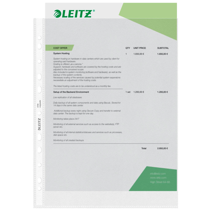 Artikelbild 3 für AKTION: 100 LEITZ Prospekthüllen 4790 DIN A4 transparent genarbt 0,09 mm, Artikelnummer 663957