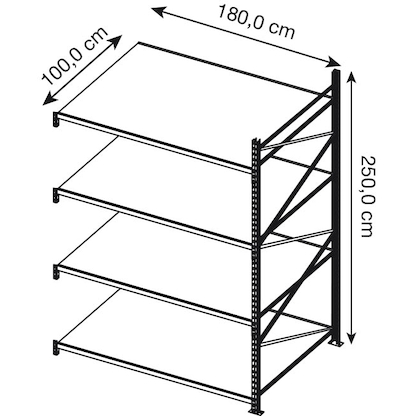 Artikelbild 2 für Manorga Anbau-Schwerlast-Weitspannregal EPSIVOL ZR2518104F4S himmelblau, braun 180,0 x 100,0 x 250,0 cm, Artikelnummer 699025