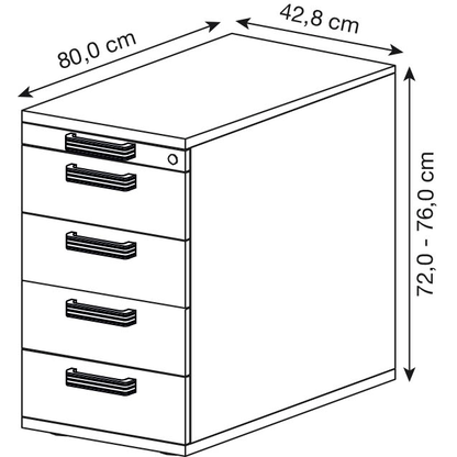 Artikelbild 2 für HAMMERBACHER SC50 Standcontainer nussbaum 5 Auszüge 42,8 x 80,0 x 72,0 - 76,0 cm, Artikelnummer 859506
